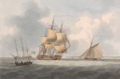 William Anderson, *A Frigate Awaiting a Pilot*, 1797, watercolor and pen and brown ink on medium, slightly textured, cream wove paper
