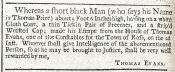 [Advertisement for runaway servant], *Gloucester Journal (December 15, 1730)